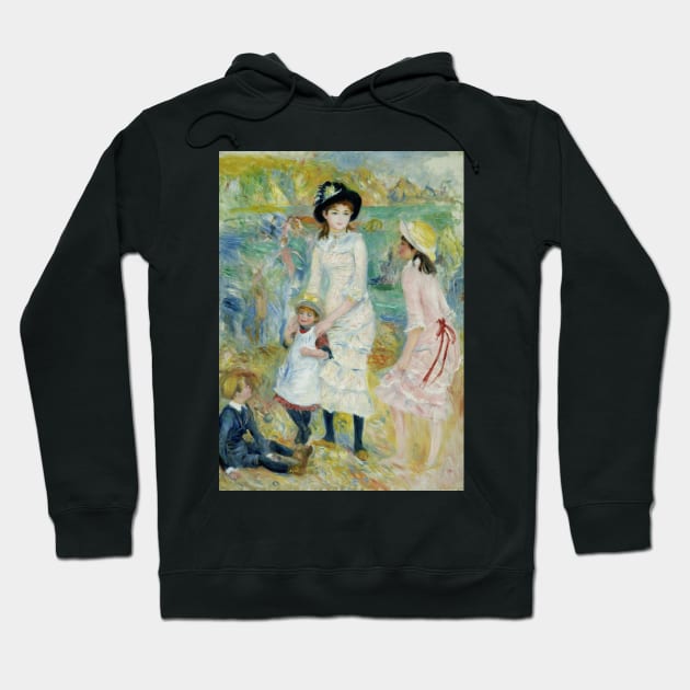 Children on the Seashore, Guernsey by Auguste Renoir Hoodie by Classic Art Stall